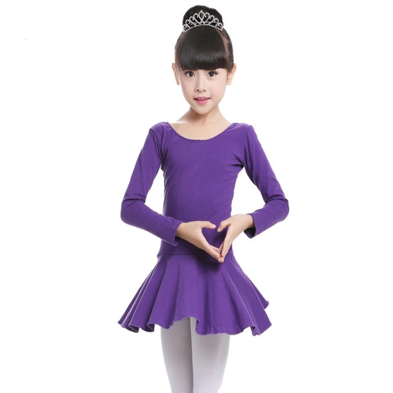 

New Girls Long Sleeve Ballet Dancer Leotard Dress Princess Gymnastics Dancing Wear Performance Dance Costumes Clothes W2