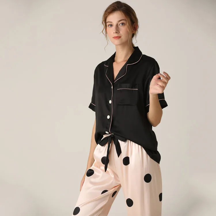 

Lisacmvpnel Spring New Pajamas Woman Silk Suit Short Sleeve Trousers Loose High Archives Sleepwear