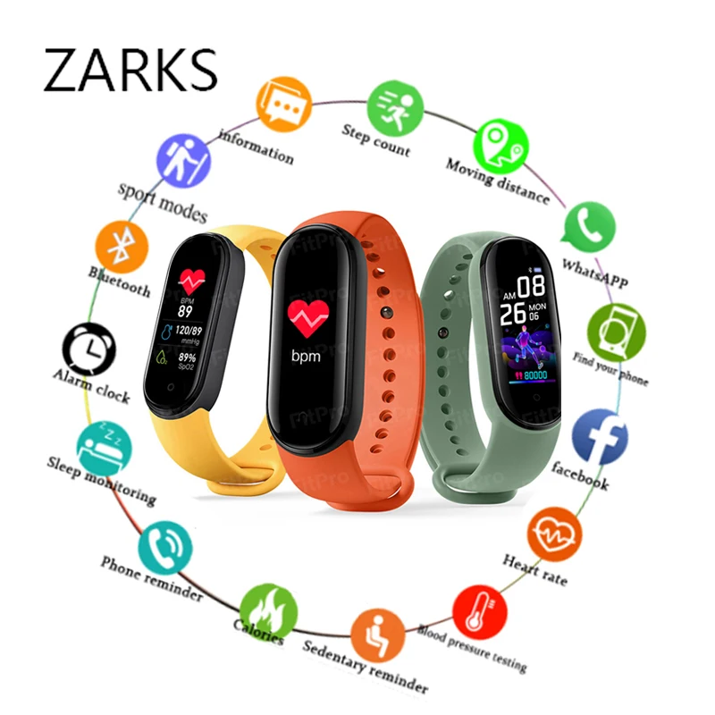 Смарт браслет ZARKS M5 для мужчин и женщин с функцией отслеживания сердечного ритма