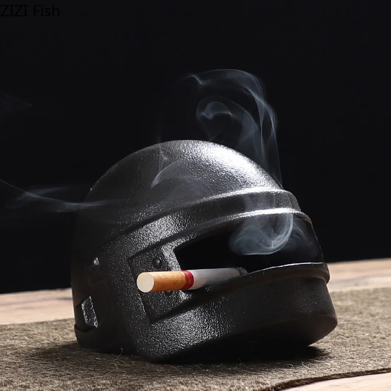 Новая бытовая мини пепельница креативный керамический шлем большая для