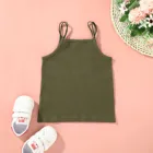 Лето 2021, модный однотонный топ в рубчик на лямках для маленьких девочек, хлопковый солнцезащитный Топ, жилет, одежда, Детские майки