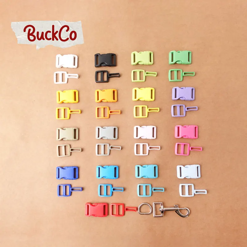 

(plastic buckle+Tri-Glid+square keeper+D ring+metal dog clasp)electroplating process 20mm DIY dog collar accessories 17 kinds