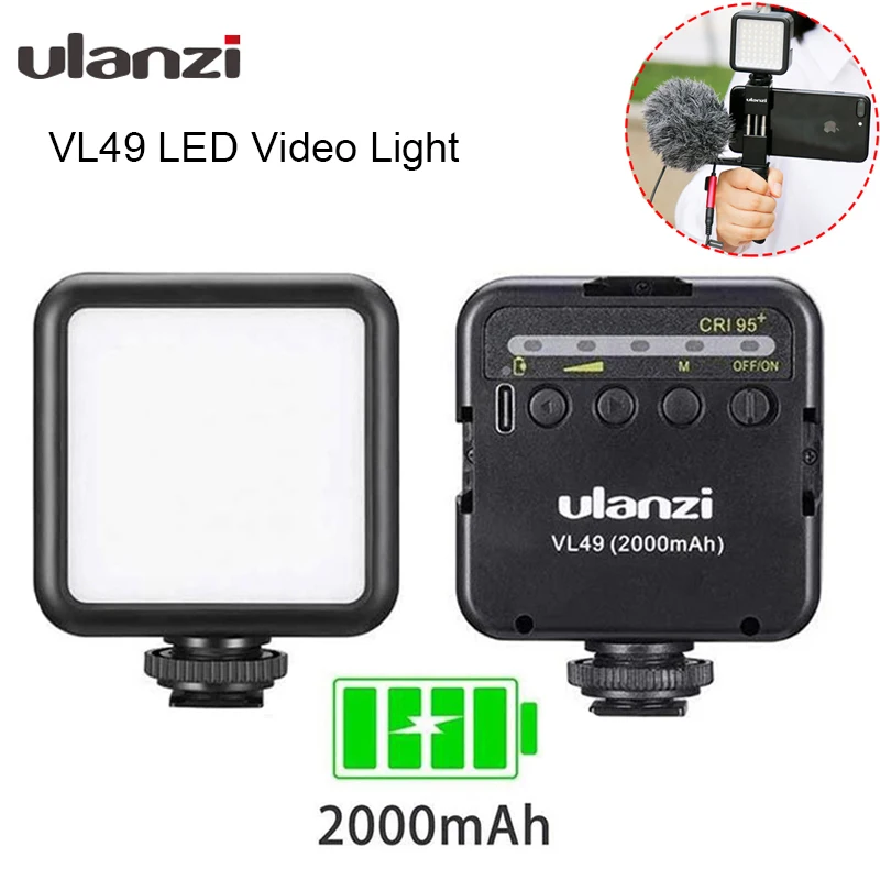 Ulanzi VL49 6W Vlog светодиодный светильник 2000mAh Встроенный аккумулятор 5500K фотографический светильник ing с холодным башмаком 1/4 винт для Vlogging