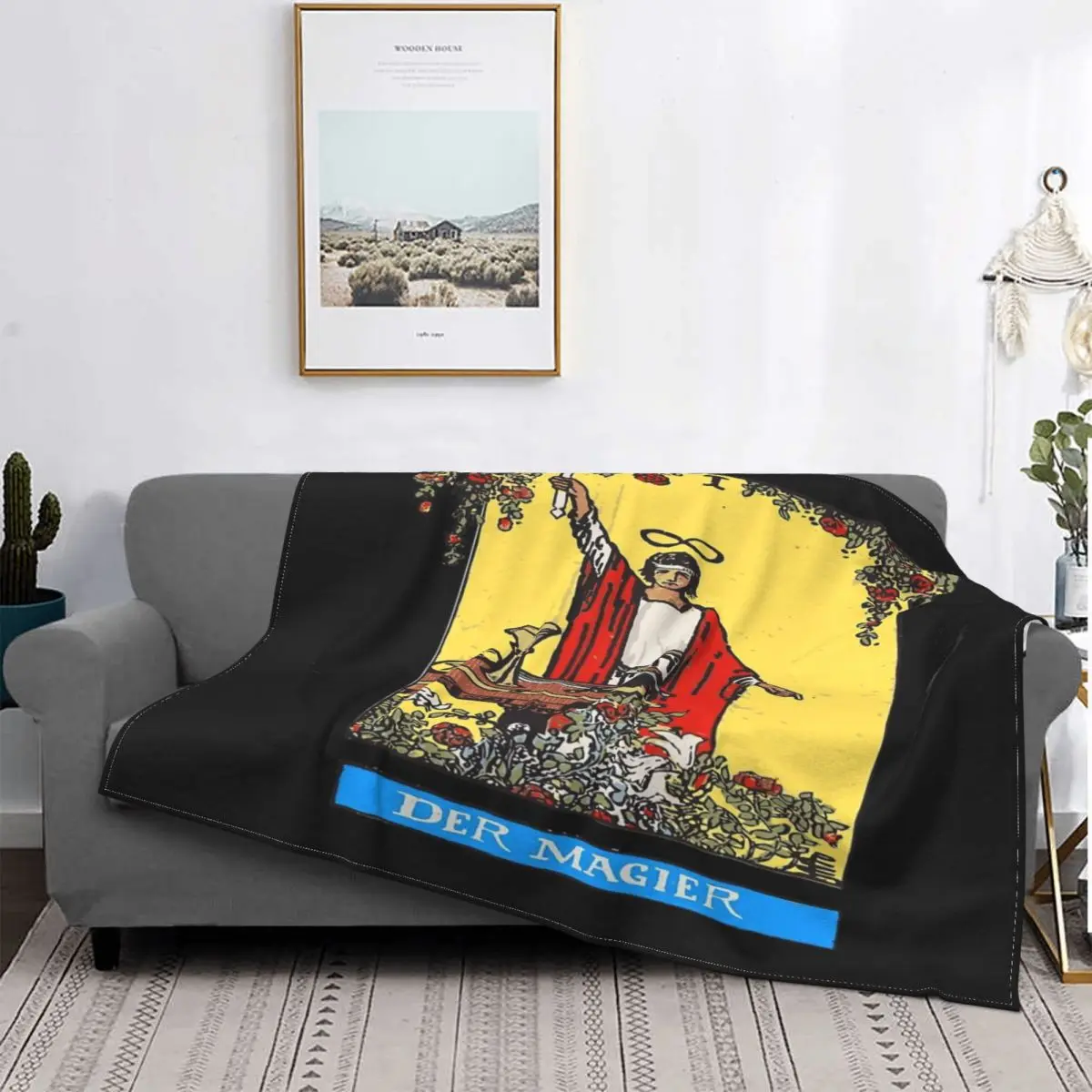 

Manta de Tarot The Magician recoloreada, colcha para cama, manta a cuadros, colcha de 220x240