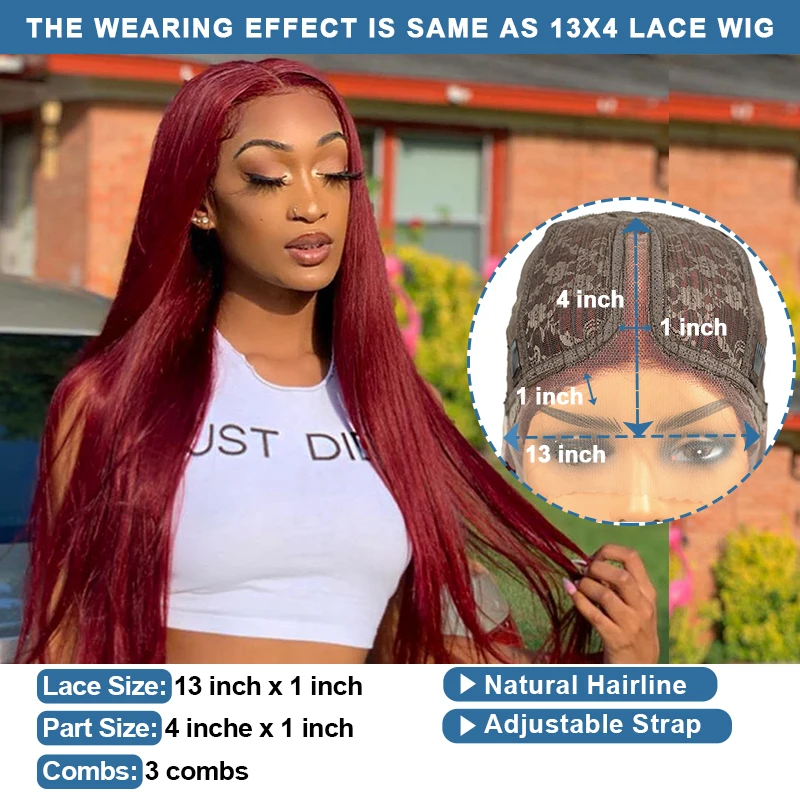 

Remyblue Red Color Burgundy Lace Front Human Hair Wigs 99J Straight Hd Lace Frontal Wig For Woman Pre Plucked Peruvian Remy Hair