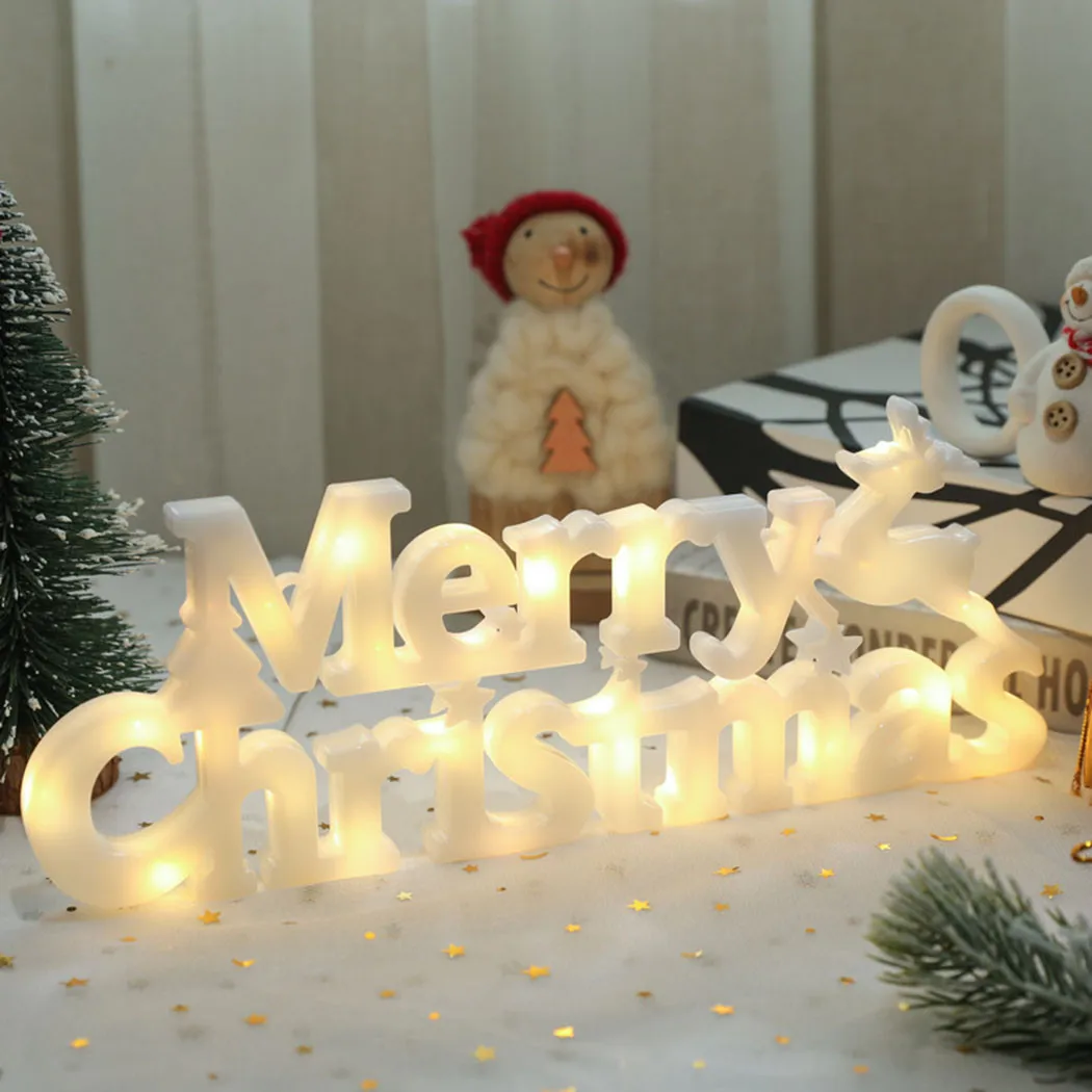 

Merry Christmas Letter Lights Decor LED Christmas Wreath Warm White Hang Lights Brand New Plastic Christmas Atmosphere Decor