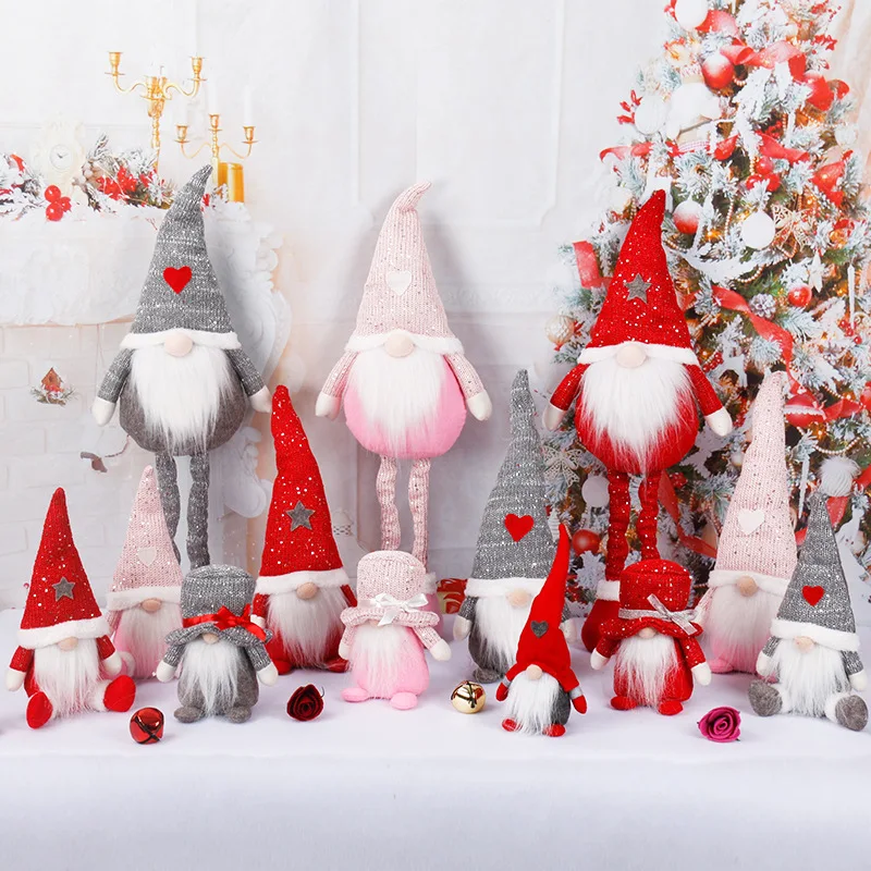 

Christmas Dolls Tree Decor New Year Ornament Reindeer Stretchable Leg Snowman Santa Claus Standing Doll Decoration 9050