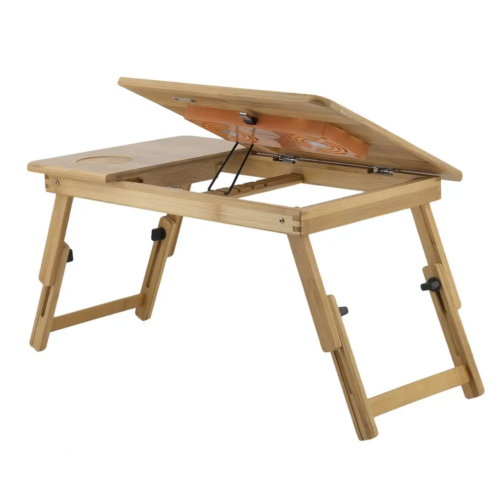 Foldable Portable Bamboo Computer Stand Laptop Desk With/Without Fan Tea Serving Bed Dining Table Notebook | Мебель