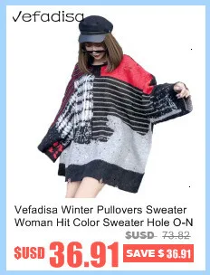 Vefadisa пуловеры с аппликацией, женский свитер, зимний свитер с буквенным принтом, Свободный вязаный свитер, нестандартный толстый QYF1244