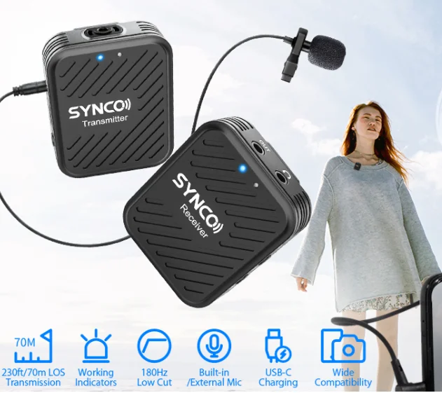Беспроводная петличная микрофонная система SYNCO G1 G1A1 G1A2 для смартфона ноутбука DSLR