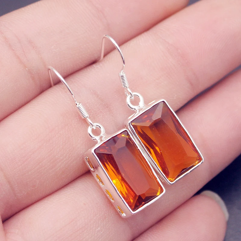 Hermosa уникальные блестящие нежные серьги HoneyTopaz серебряного цвета для женщин