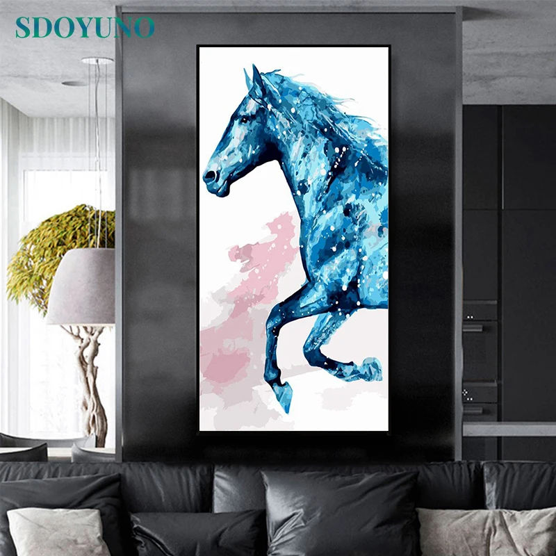 SDOYUNO Large size 60x120cm DIY Oil Painting By Numbers On Canvas Frameless Paint By Numbers Animals Hand Painting Home Decor