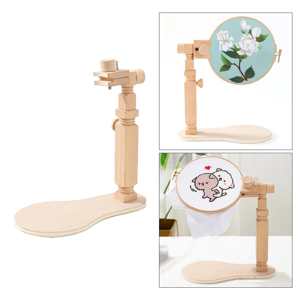 Max Dia-Aro de bordado de 40cm, marco de punto de cruz con rotaci&oacute;n de 360 grados, soporte de vuelta de bordado de madera ajustable, aro de punto de cruz artesanal-2