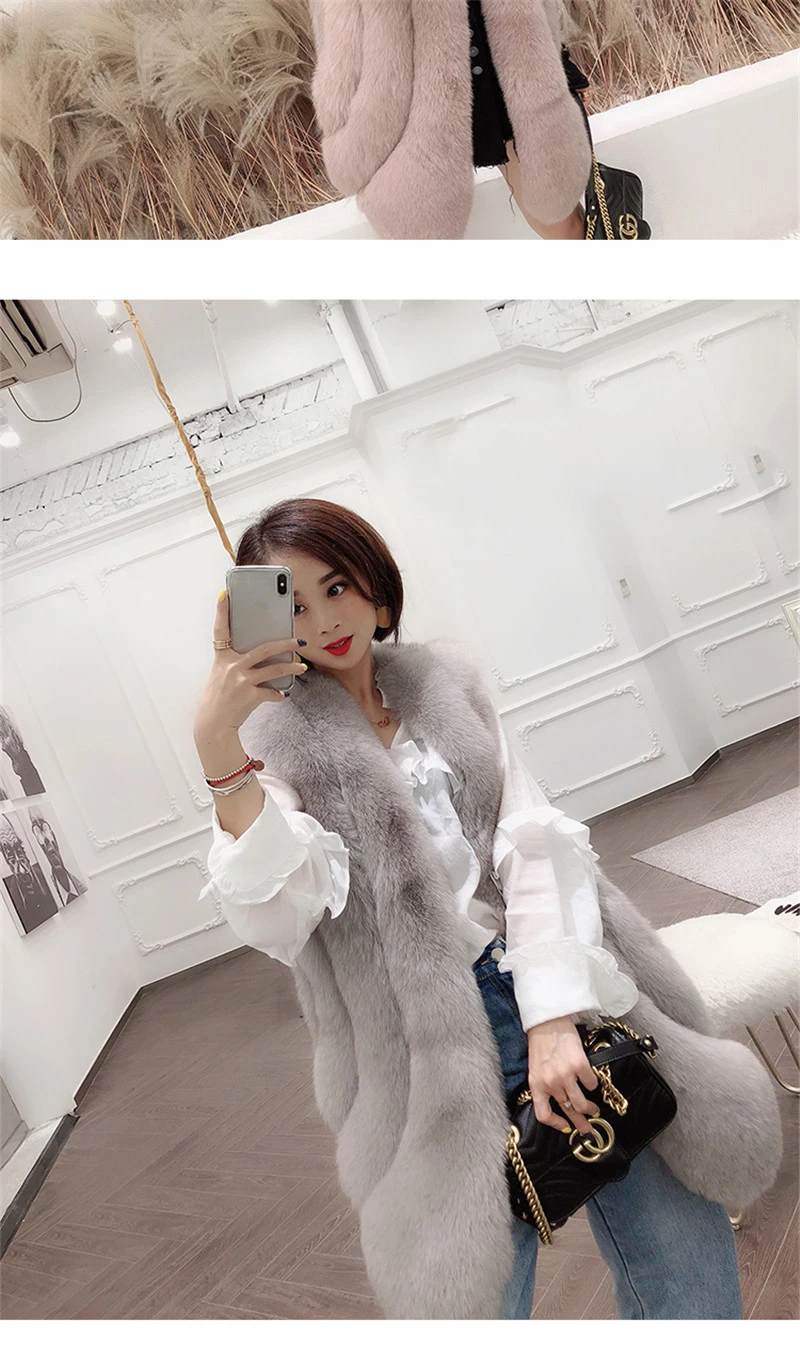 Tatyana furclub новые зимние куртки женские длинные жилеты из лисьего меха топы из натурального Лисьего меха модные уличные повседневные меховые жилеты
