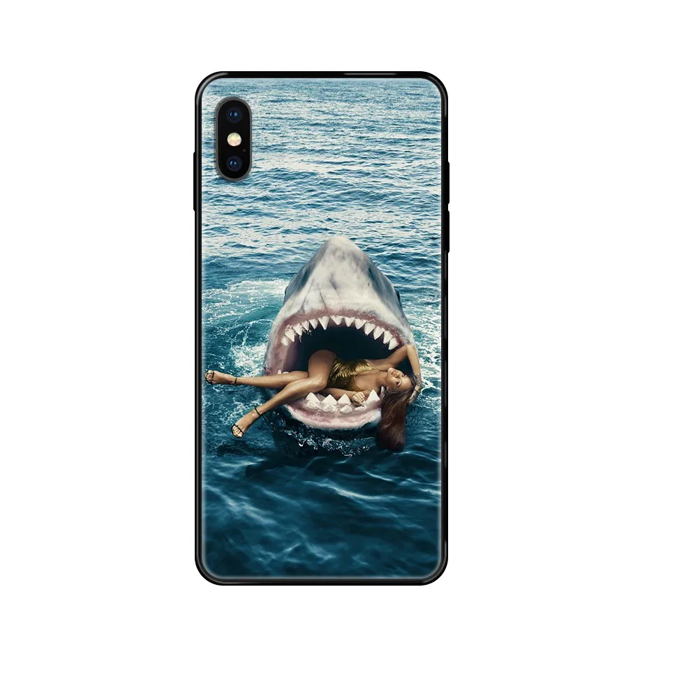 Мягкий 3D-чехол shark Hungry Scary чехол для мобильного телефона черного цвета iphone 4 5 4s SE 5C 6