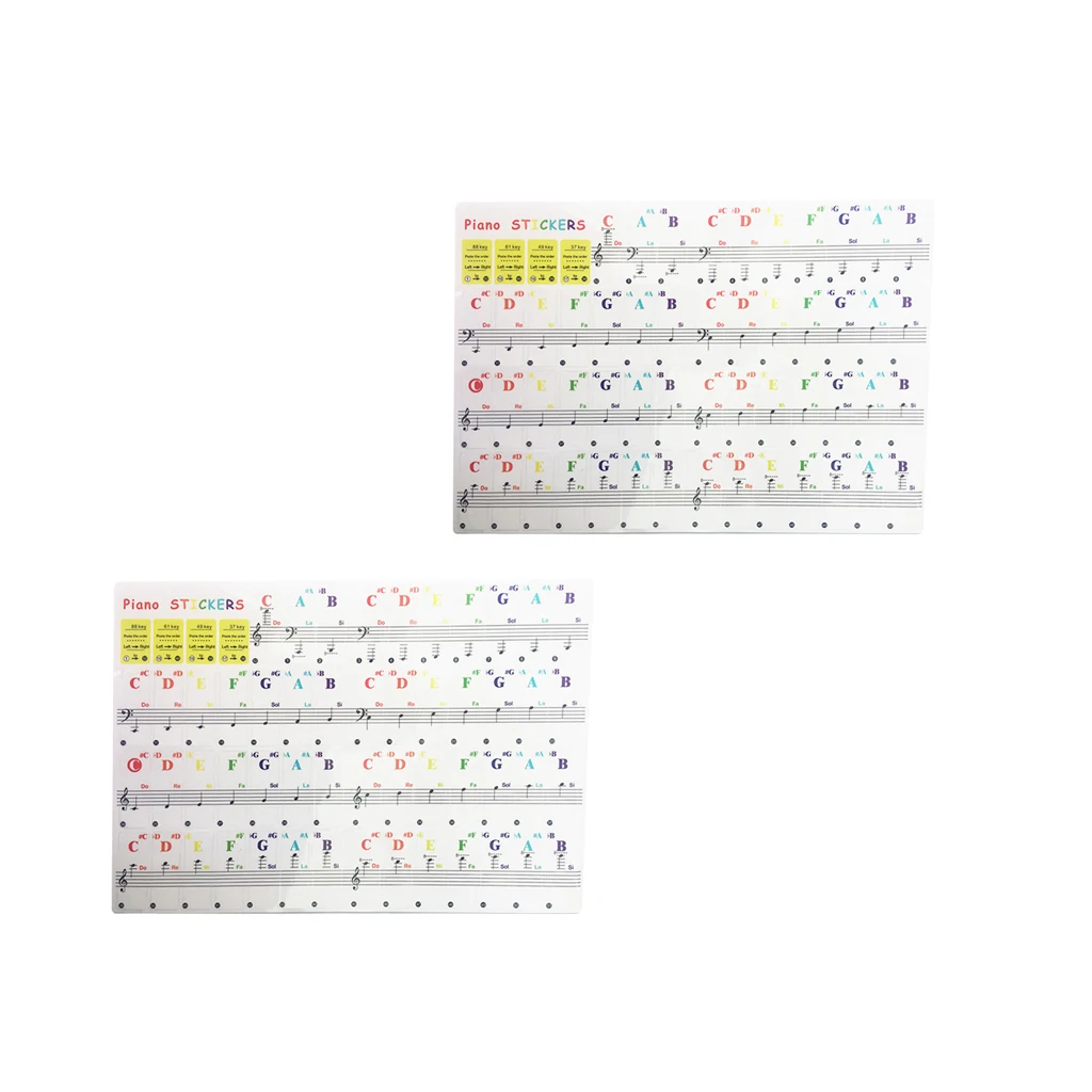 

2 шт., прозрачные наклейки для клавиатуры, 37/54/61/88 клавиш