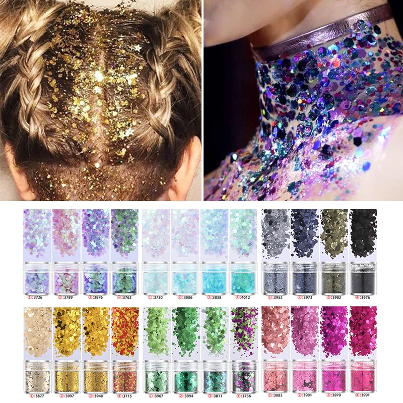 4 Boxes Holographic Glitter Nail Art Pigment Powder 3D Colorful Sequins Spangles Polish Manicure Nail Art Decorations Nail Art