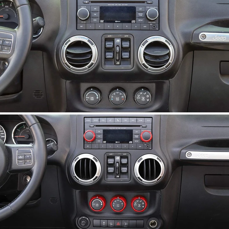 Top!-Air Conditioning Switch Button Knob Auto Accessories Decorative Ring Frame for Jeep Wrangler JK Jku 11-17 |