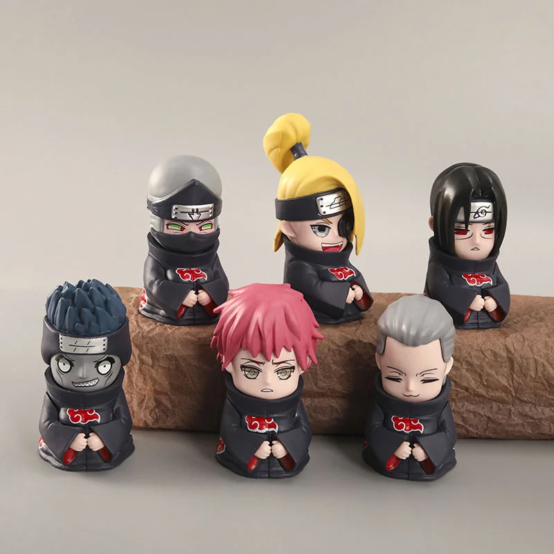 

9cm 6Pcs Set Q Version Naruto Shippuden Anime Figures GK Akatsuki Itachi Action Toys Figure Model Pain Figma Kawaii Doll Statue