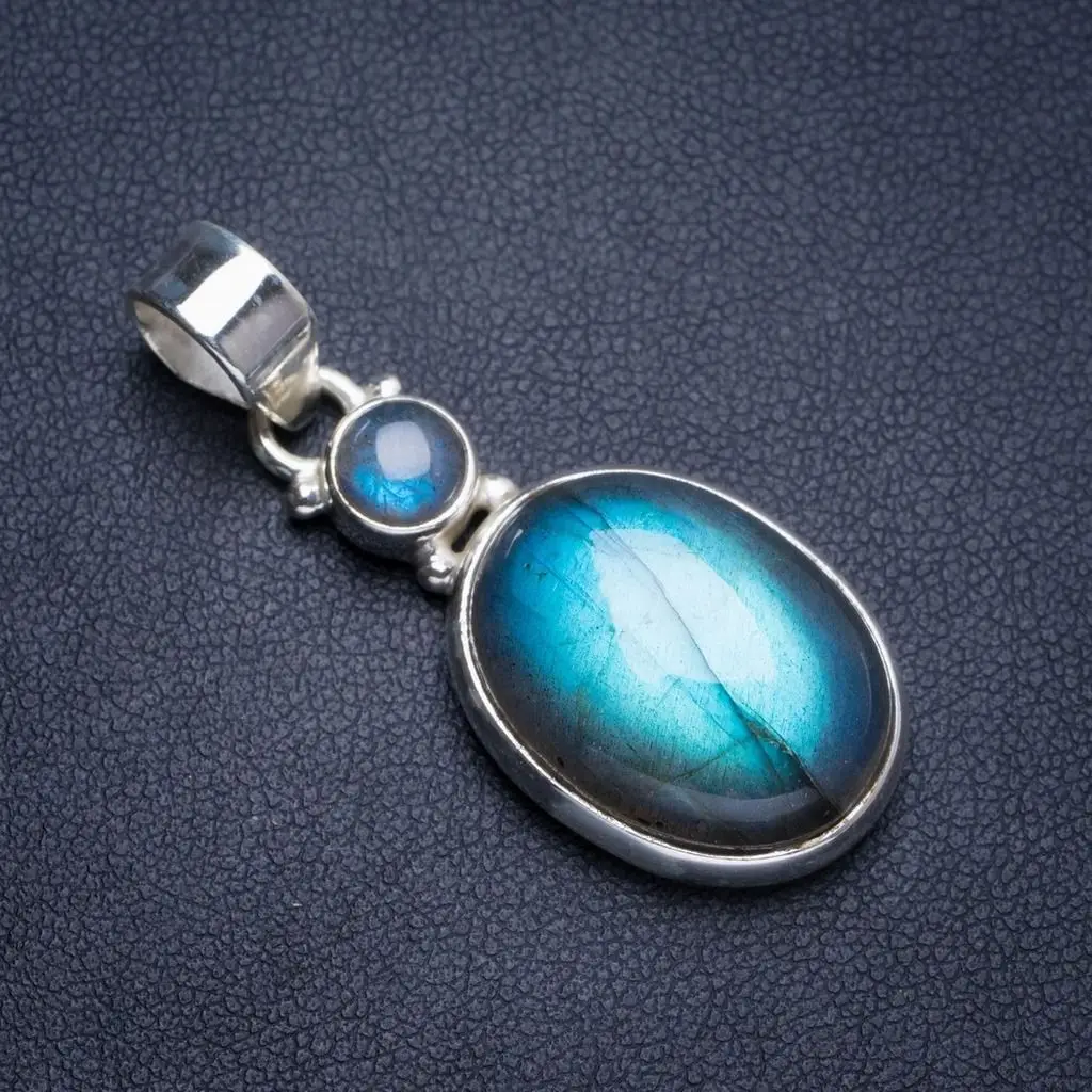 Натуральный синий огонь лабрадорит ручной работы уникальная фотоподвеска из