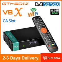 gtmedia v8x h 265 dvb s2 satellite receiver dvb s2 s2x buildin wifi ca card slot set top box v7 pro support usb wifi dvb s2tt2