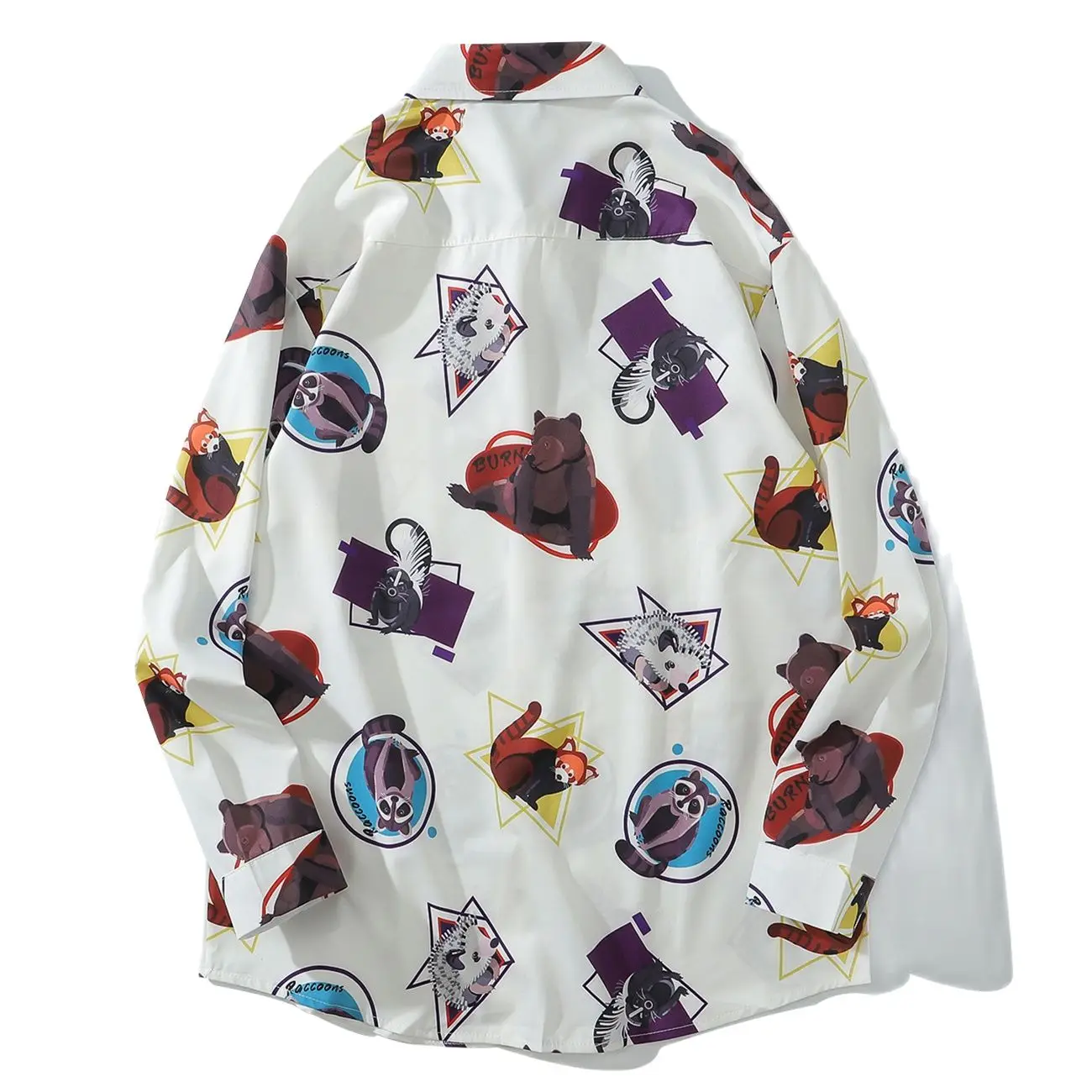 Белка с принтом ЁЖ длинным рукавом Гавайские рубашки 2020 Harajuku повседневное