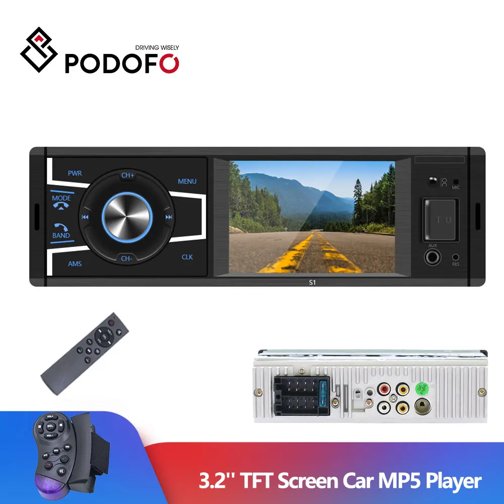 Podofo 3,2 ''TFT экран 1Din автомобильный MP5 плеер Bluetooth FM радио аудио стерео Bluetooth пульт дистанционного управления кассетный магнитофон стерео