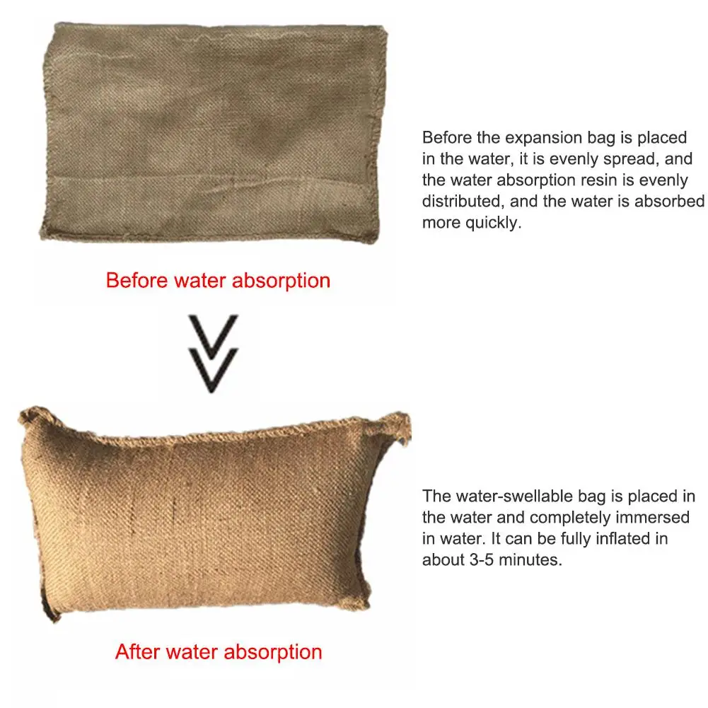 

Flood Control SAP Polymer Woven Sand Bag Auto Water Absorbing Self Inflating Sand Jute Water Light Bag For Flood Control