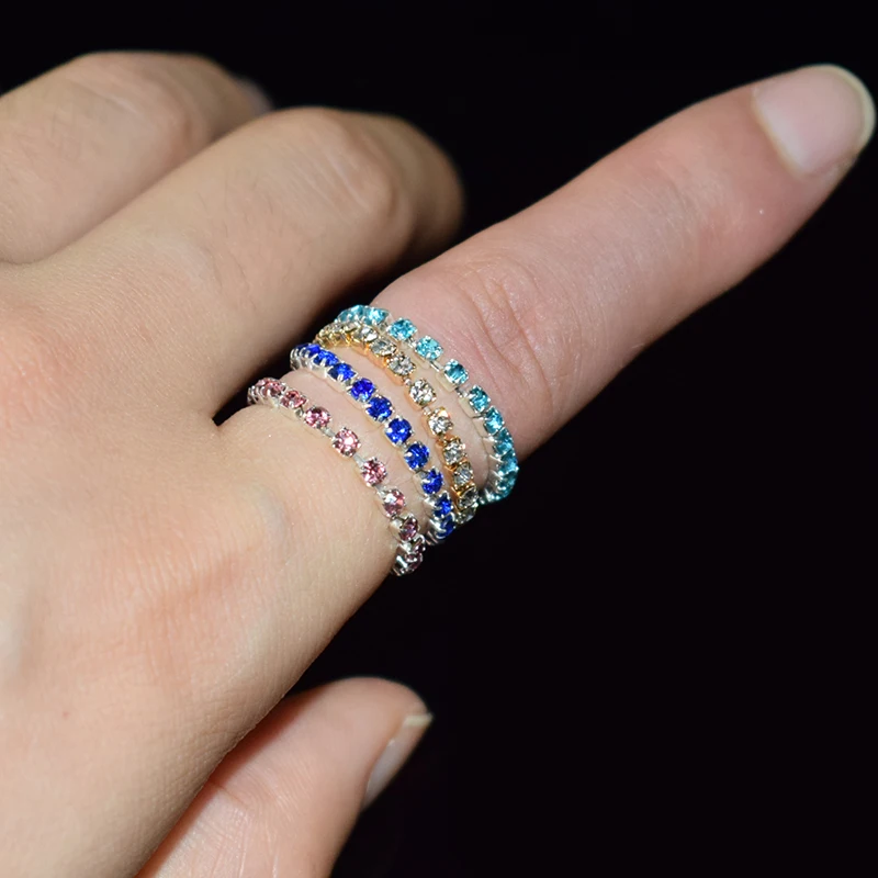 Женское эластичное кольцо с кристаллами серебро 2022 пробы 10 шт./компл. - купить по