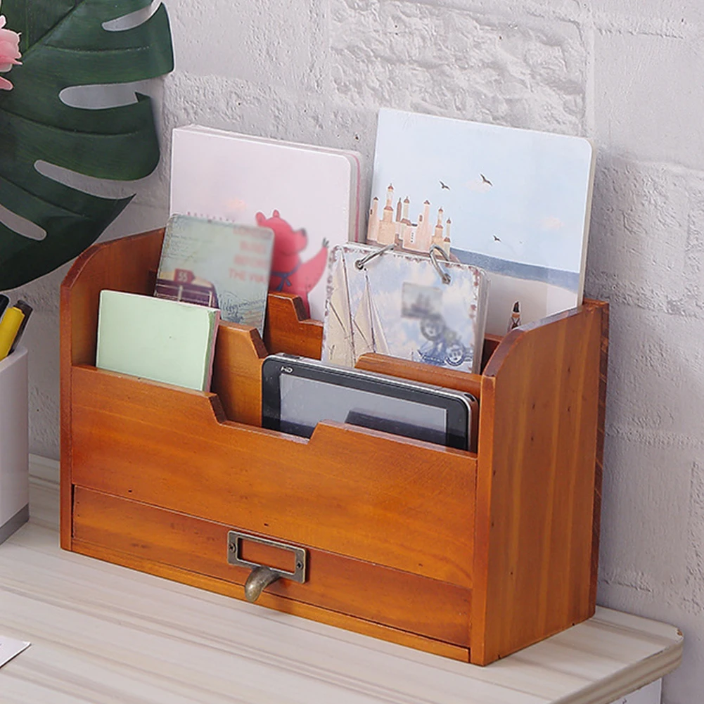 Desktop Vintage Wooden Storage Holder Grid Letter Rack Card Wall Mounted File Home Paper Document Post Mail Office | Дом и сад