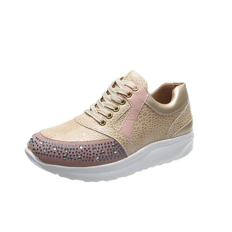 

Woman Pumps Female Ladies Round Toe Sneakers Non-slip Diamond Decoration Pumps Women Shoes Plus Size 41 42 43