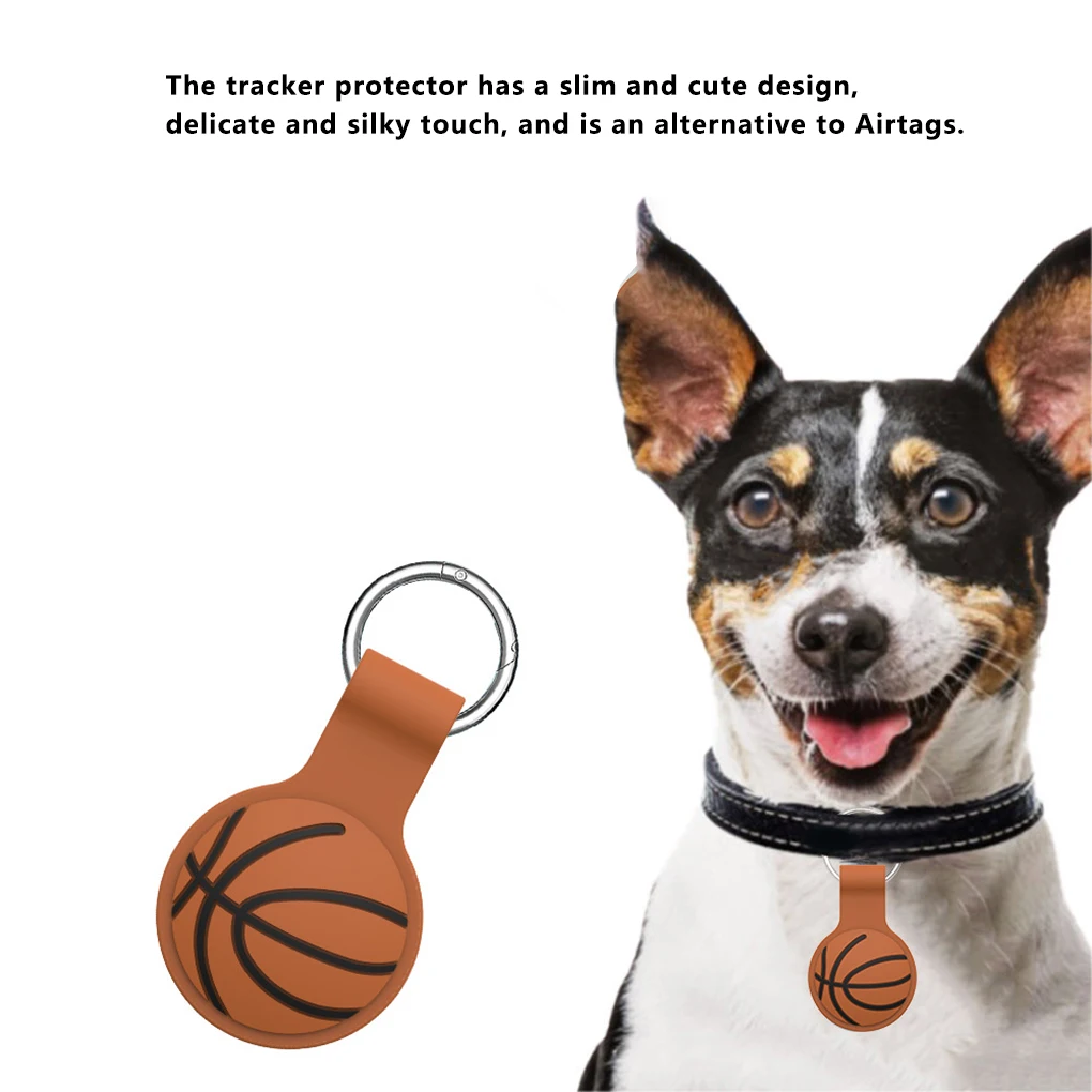 

Protective Silicone Cover for Airtags Tracker Basketball Pattern Protective Sleeve Locator Soft Protector Case with Keyring