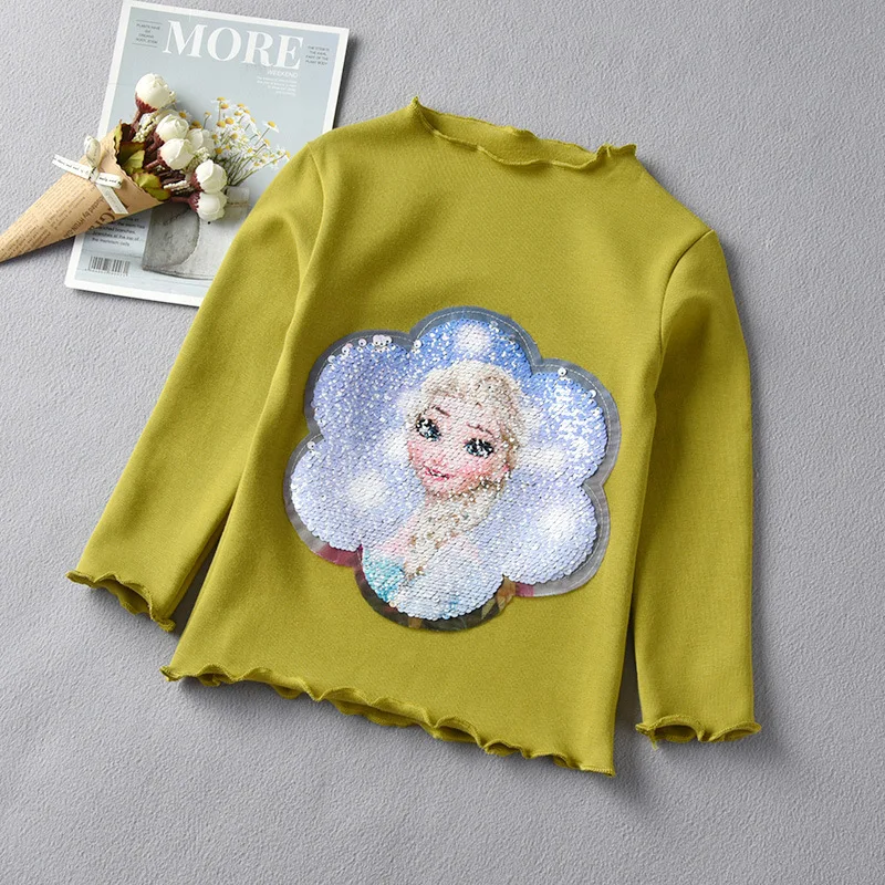 Модная одежда для девочек Осенняя рубашка принцессы со льдом футболка с длинным