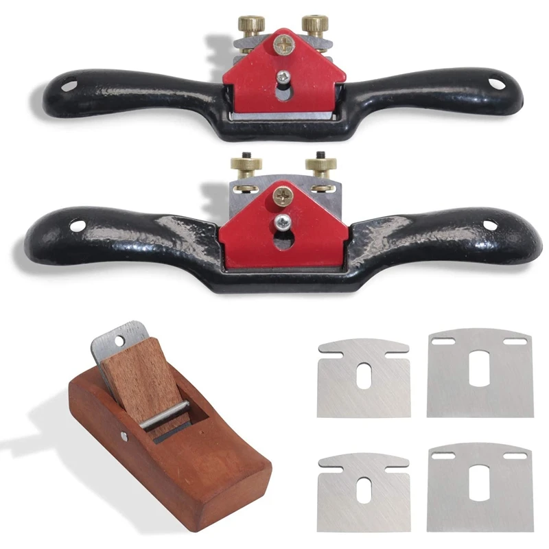 

2 Adjustable Trimming Planes, 4 Replacement Blades and 1 Portable Work Hand Tool, for Wood Crafts, Sawdust, Woodworking