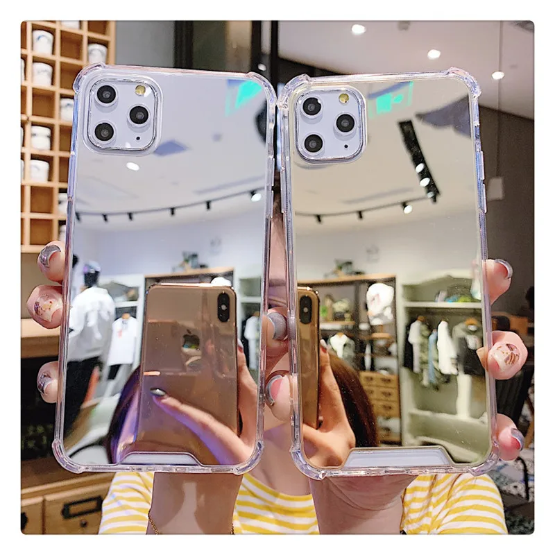 Чехол-накладка для iPhone 12 11 Pro Max X XR XS 7 8 6 Plus SE2 зеркальный противоударный | Мобильные