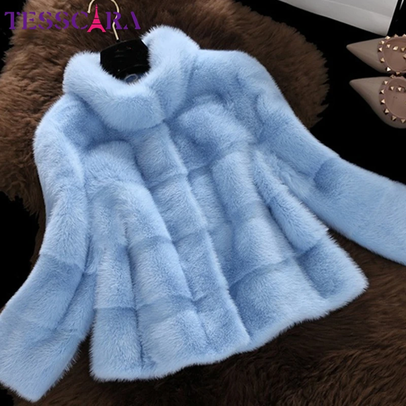 Женская куртка с искусственным мехом TESSCARA базовое пальто из высококачественного