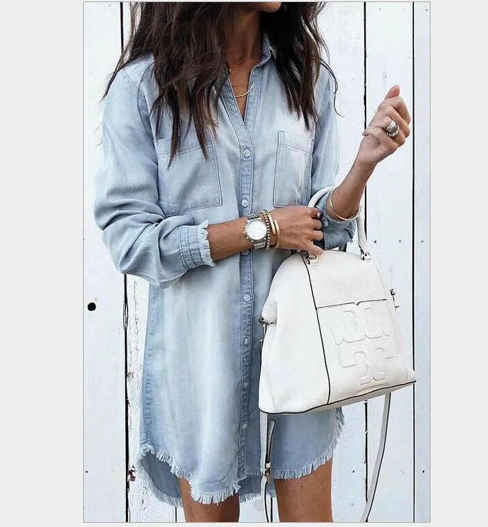 

Spring Denim Women's Shirt Long Sleeve Plus Size 5xl Loose Shirt Female Autumn Fashion Casual Retro Black Clothes Ladies