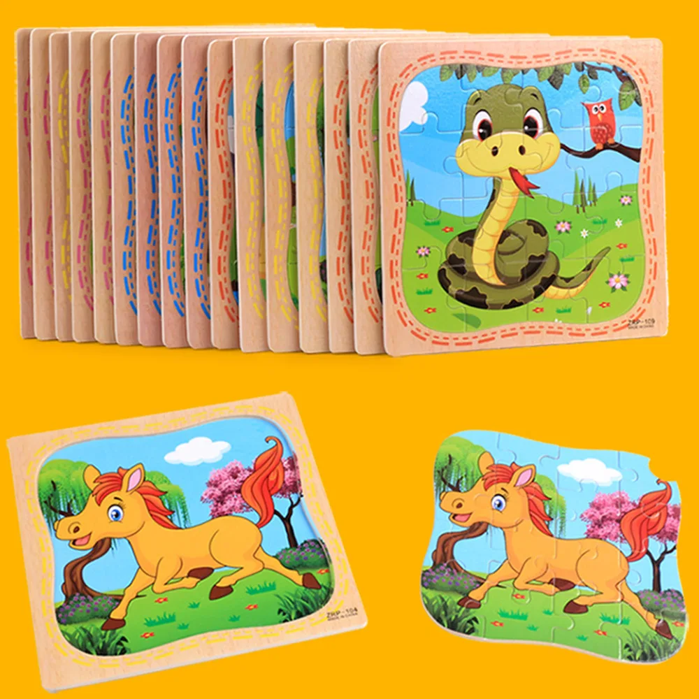 16 шт деревянные головоломки игрушка дети ребенок Обучающие образовательные