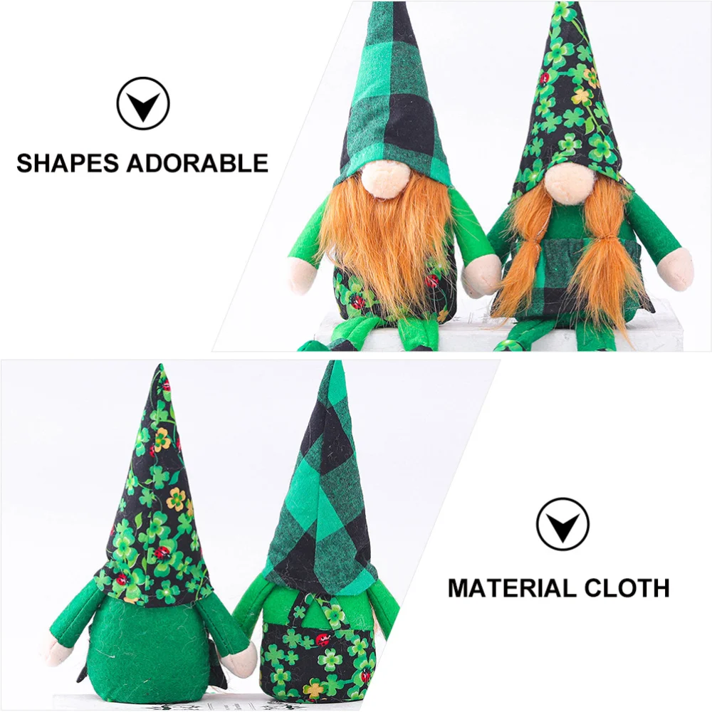

2pcs St. Patrick's Day Sitting Old Man Cloth Dolls Home Desktop Adornments