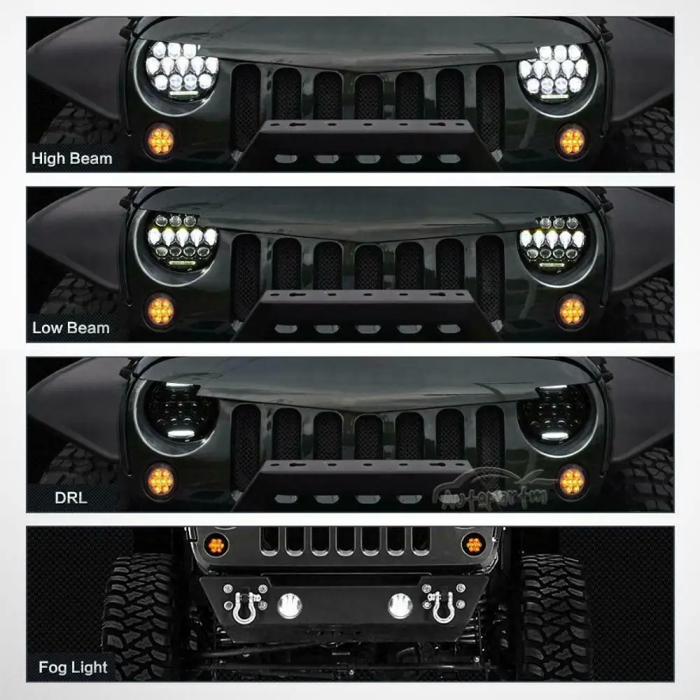 2x7 дюймов 260 Вт круглая светодиодная фара Ближний/Дальний свет для Wrangler JK LJ TJ