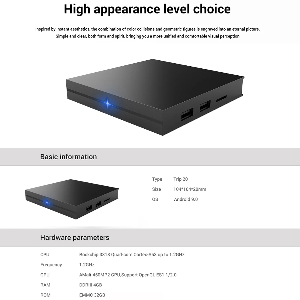 Trip20 Android 9.0 TV Box RK3318 Quad Core 4GB32GB Smart UHD 4K Multimedia Player VP9 2.4G WiFi Bluetooth 4.0 Set-Top | Электроника