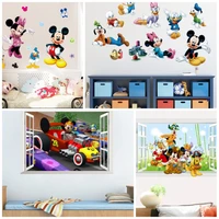 hot 3d mickey minnie pvc children cartoon wall stickers waterproof home decoration for childrens room pvc diy vinyl wallpaper
