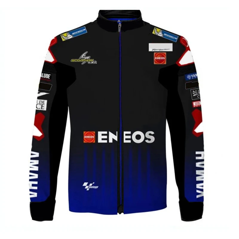 

2021 Season Moto Racing Team For Yamaha M1 Motorcycle Blue Black Keep Warm Jacket Men's Windproof Water Proof Zipper Hoodie