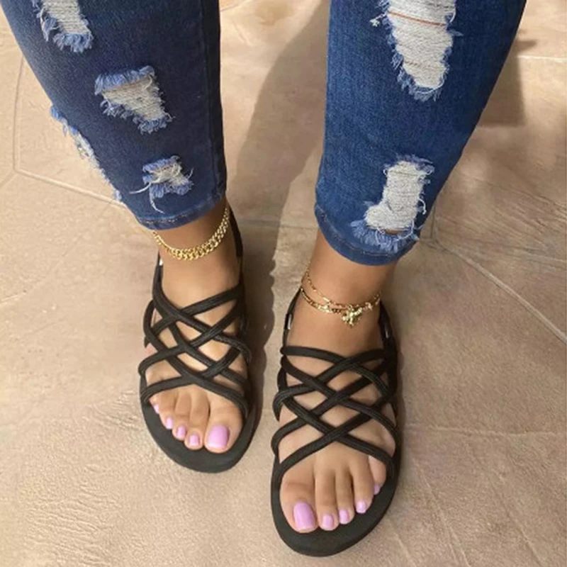 

Comfy Beach Shoes Spring Women Rope Sandals Cute Shoes Casual Braided Fashion Flats Sandal Woman Summer Beach Slides Slip-on