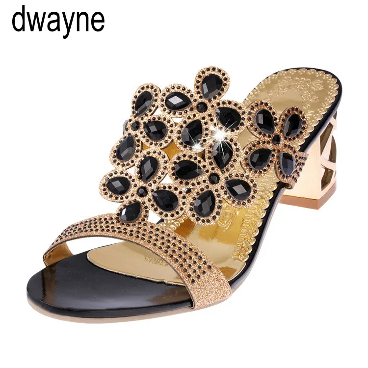 

Новинка, летние сандалии со стразами, женская обувь, сексуальные модные тапочки со стразами на среднем каблуке, тапочки со стразами, большие размеры, hjm7