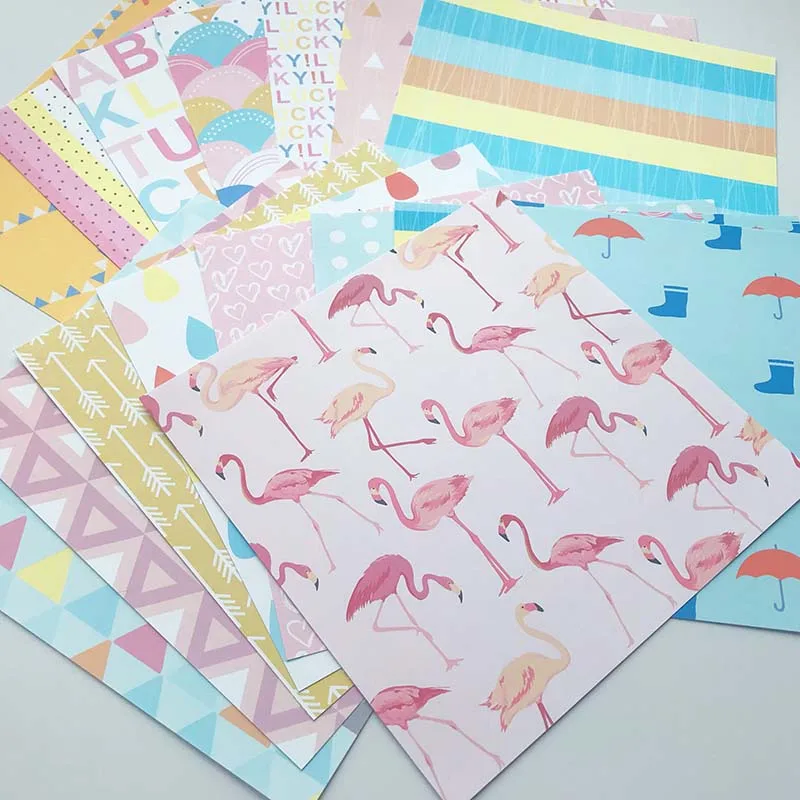 Flamingo Patterned Scrapbook Paper 32 Sheets Arts and Crafts Handmade Card Making Origami Decorative New Design Craft Pack | Дом и сад
