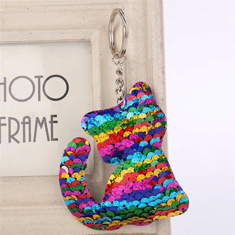 Корейская мода 1 шт. брелок с милым котом блестящий помпон блестками кольцо для