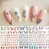 3d watercolor butterflies sliders nail art water transfer decal sticker blue valentines day nail art decoration tattoo manicure