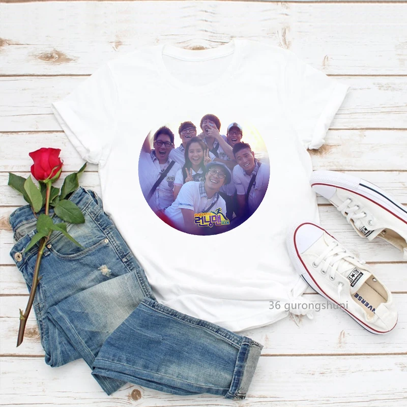 

2021 Funny Running Man Lee Kwang Soo Graphic Print T-Shrits Women T Shirt Female Clothing Casual Short Sleeve Summer Tops