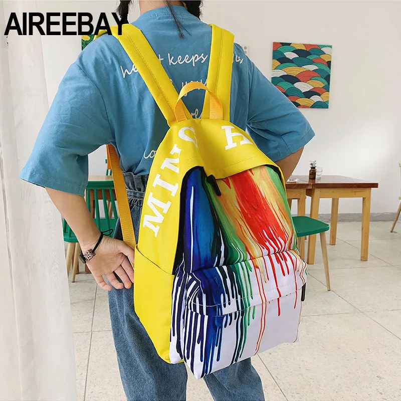 Рюкзак AIREEBAY в Корейском стиле для женщин дорожные сумки с принтом и несколькими